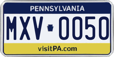 PA license plate MXV0050