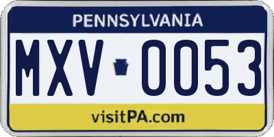 PA license plate MXV0053