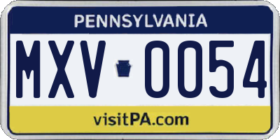 PA license plate MXV0054