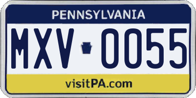 PA license plate MXV0055