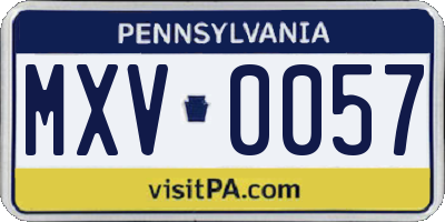 PA license plate MXV0057