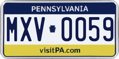 PA license plate MXV0059