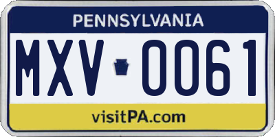 PA license plate MXV0061