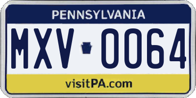 PA license plate MXV0064