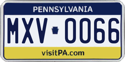 PA license plate MXV0066