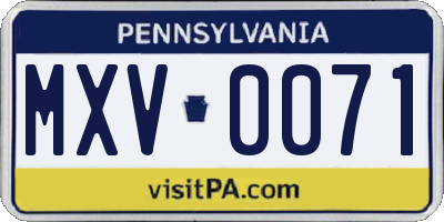 PA license plate MXV0071