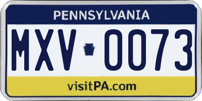 PA license plate MXV0073