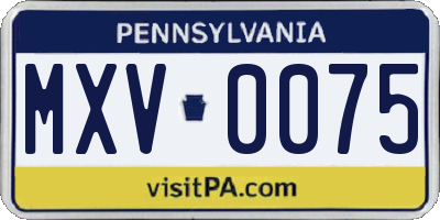 PA license plate MXV0075