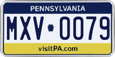 PA license plate MXV0079