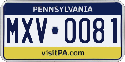 PA license plate MXV0081