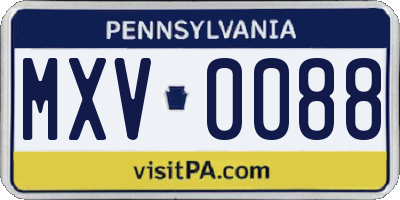 PA license plate MXV0088
