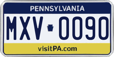 PA license plate MXV0090