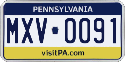 PA license plate MXV0091