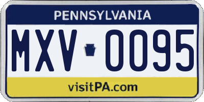 PA license plate MXV0095
