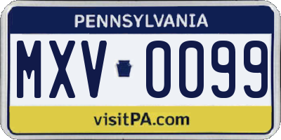 PA license plate MXV0099