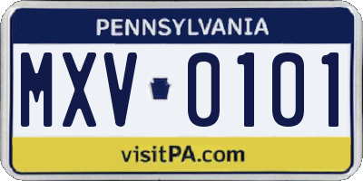 PA license plate MXV0101