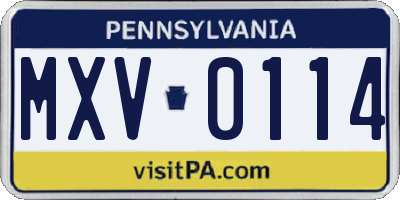 PA license plate MXV0114