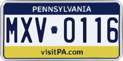 PA license plate MXV0116