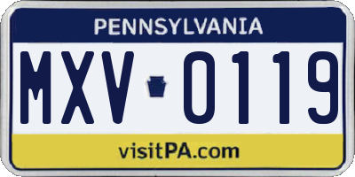 PA license plate MXV0119