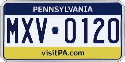 PA license plate MXV0120