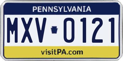 PA license plate MXV0121