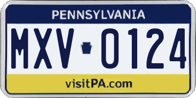 PA license plate MXV0124