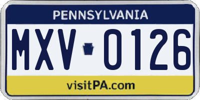 PA license plate MXV0126
