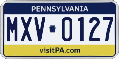 PA license plate MXV0127