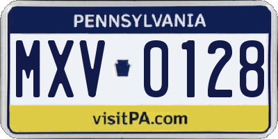 PA license plate MXV0128