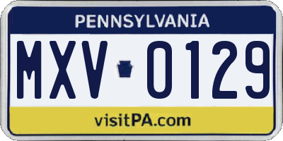 PA license plate MXV0129
