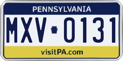 PA license plate MXV0131