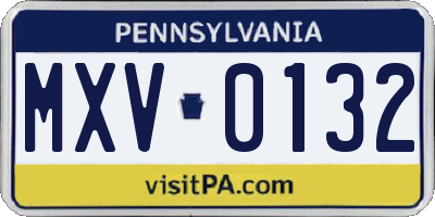 PA license plate MXV0132