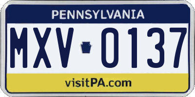PA license plate MXV0137