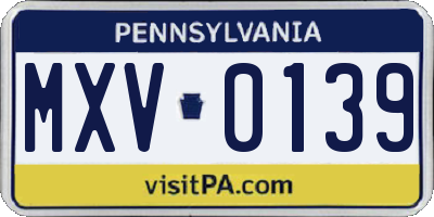 PA license plate MXV0139