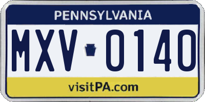 PA license plate MXV0140