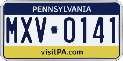PA license plate MXV0141