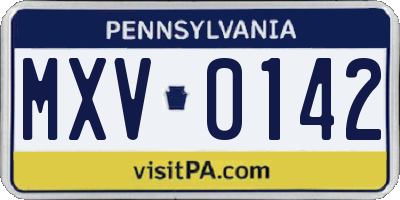 PA license plate MXV0142