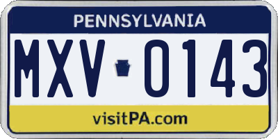 PA license plate MXV0143