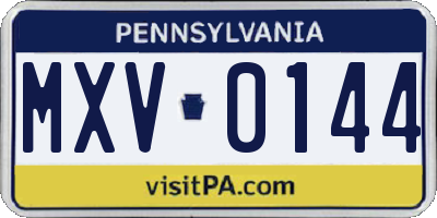 PA license plate MXV0144