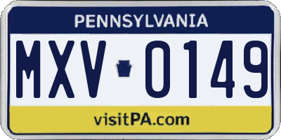 PA license plate MXV0149