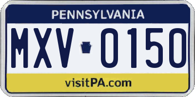 PA license plate MXV0150