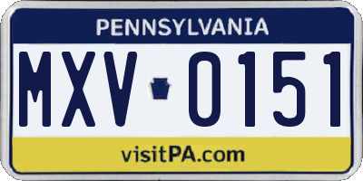 PA license plate MXV0151