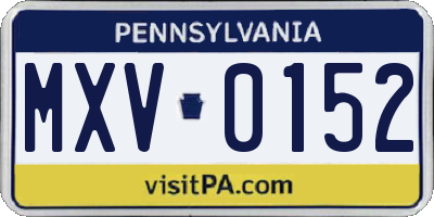 PA license plate MXV0152