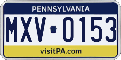 PA license plate MXV0153