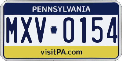 PA license plate MXV0154