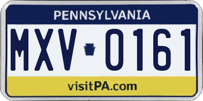 PA license plate MXV0161