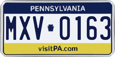 PA license plate MXV0163