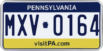 PA license plate MXV0164