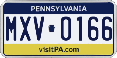 PA license plate MXV0166