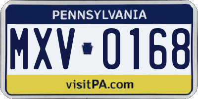 PA license plate MXV0168